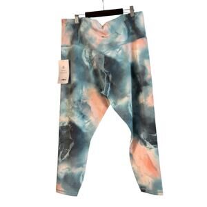 NWT Athleta Elation Tie Dye Printed 7/8 Leggings Size 1X Pockets Watercolor